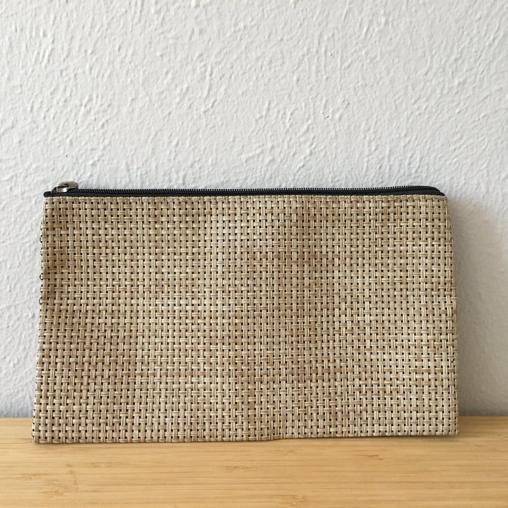 Chilewich Medium Zipper Woven Tan Pouch Bag